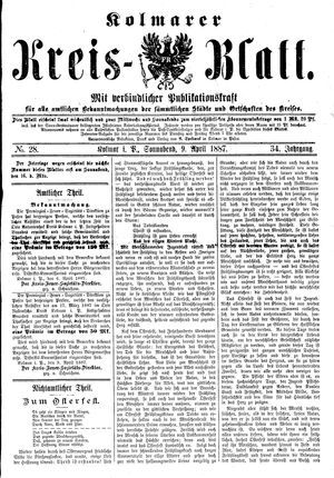 Kolmarer Kreisblatt vom 09.04.1887