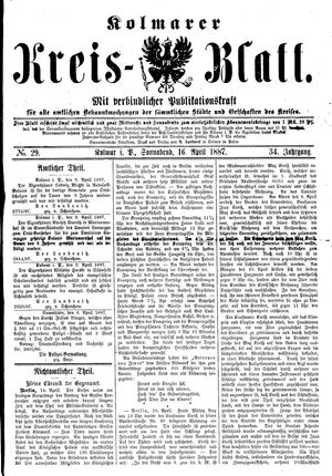 Kolmarer Kreisblatt vom 16.04.1887