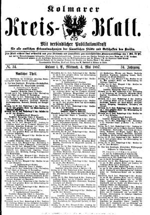 Kolmarer Kreisblatt vom 04.05.1887