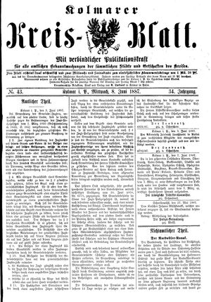 Kolmarer Kreisblatt vom 08.06.1887