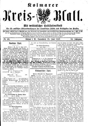 Kolmarer Kreisblatt vom 25.06.1887