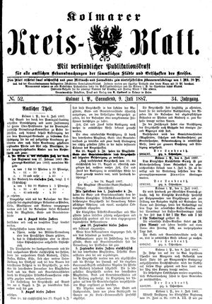 Kolmarer Kreisblatt vom 09.07.1887