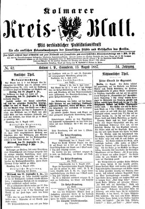 Kolmarer Kreisblatt vom 13.08.1887