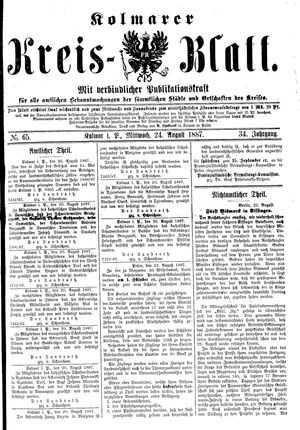 Kolmarer Kreisblatt vom 24.08.1887