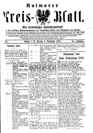 Kolmarer Kreisblatt vom 02.09.1887