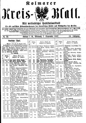 Kolmarer Kreisblatt vom 07.09.1887