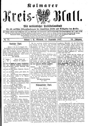 Kolmarer Kreisblatt vom 14.09.1887