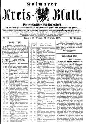 Kolmarer Kreisblatt vom 21.09.1887