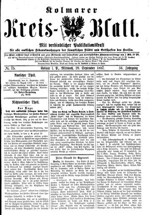 Kolmarer Kreisblatt vom 28.09.1887