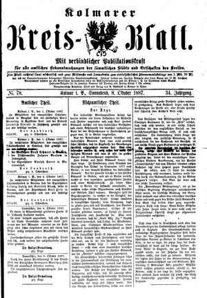 Kolmarer Kreisblatt vom 08.10.1887