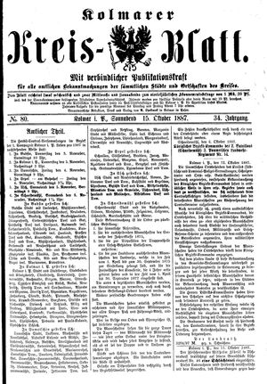 Kolmarer Kreisblatt vom 15.10.1887