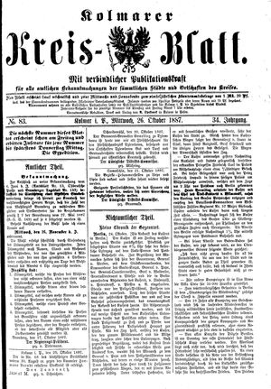 Kolmarer Kreisblatt vom 26.10.1887