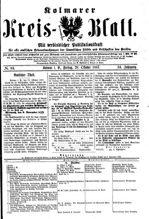 Kolmarer Kreisblatt vom 28.10.1887