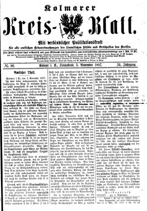 Kolmarer Kreisblatt vom 05.11.1887