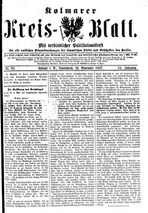 Kolmarer Kreisblatt vom 26.11.1887
