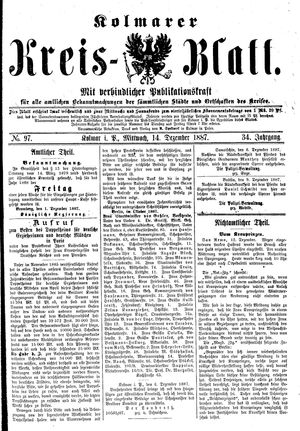 Kolmarer Kreisblatt vom 14.12.1887