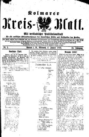 Kolmarer Kreisblatt on Jan 4, 1888
