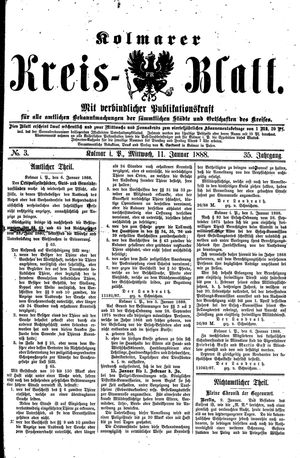 Kolmarer Kreisblatt vom 11.01.1888