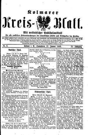 Kolmarer Kreisblatt vom 21.01.1888