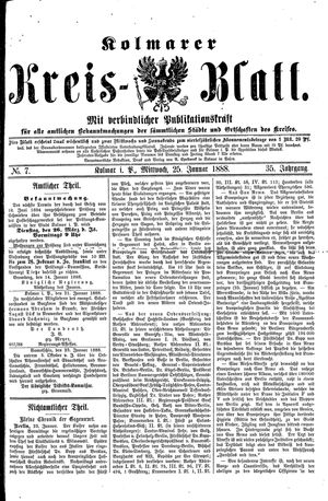 Kolmarer Kreisblatt vom 25.01.1888
