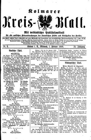 Kolmarer Kreisblatt vom 01.02.1888