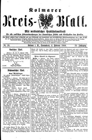 Kolmarer Kreisblatt vom 04.02.1888