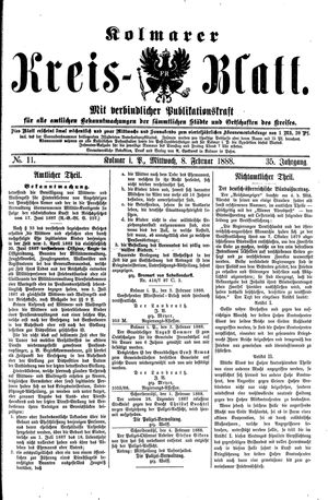 Kolmarer Kreisblatt vom 08.02.1888