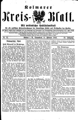 Kolmarer Kreisblatt on Feb 11, 1888