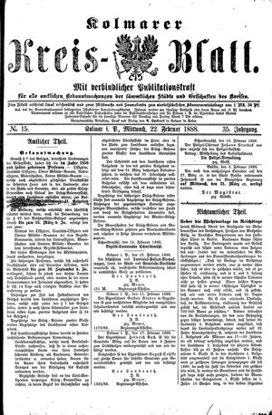 Kolmarer Kreisblatt vom 22.02.1888