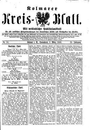 Kolmarer Kreisblatt vom 03.03.1888