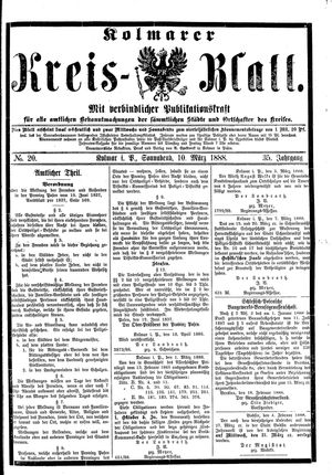 Kolmarer Kreisblatt vom 10.03.1888