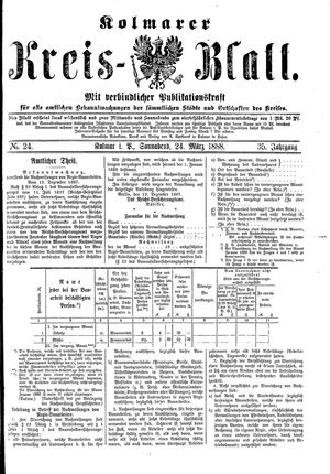 Kolmarer Kreisblatt vom 24.03.1888