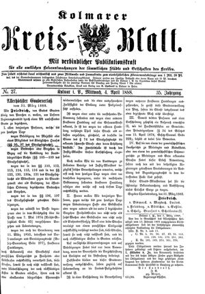 Kolmarer Kreisblatt on Apr 4, 1888