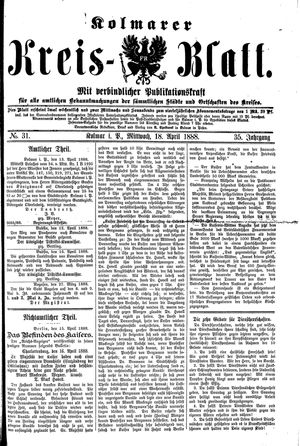 Kolmarer Kreisblatt vom 18.04.1888