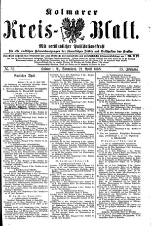 Kolmarer Kreisblatt vom 21.04.1888