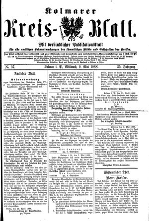 Kolmarer Kreisblatt vom 09.05.1888