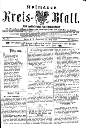 Kolmarer Kreisblatt vom 19.05.1888