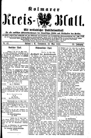 Kolmarer Kreisblatt vom 26.05.1888