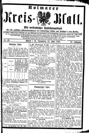 Kolmarer Kreisblatt vom 23.06.1888