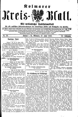 Kolmarer Kreisblatt vom 27.06.1888