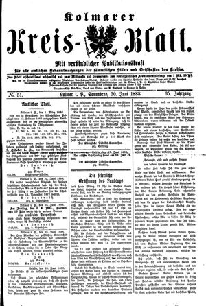 Kolmarer Kreisblatt vom 30.06.1888