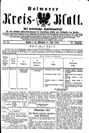 Kolmarer Kreisblatt vom 11.07.1888