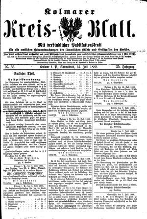 Kolmarer Kreisblatt vom 14.07.1888