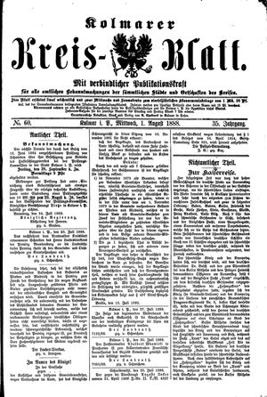Kolmarer Kreisblatt vom 01.08.1888
