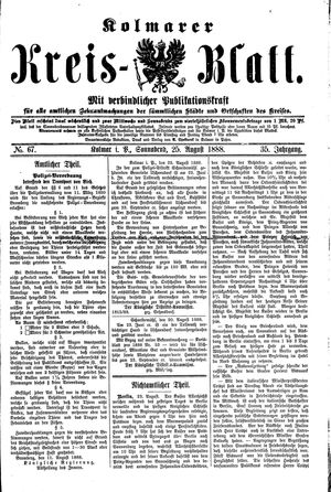 Kolmarer Kreisblatt vom 25.08.1888
