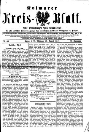 Kolmarer Kreisblatt vom 29.08.1888