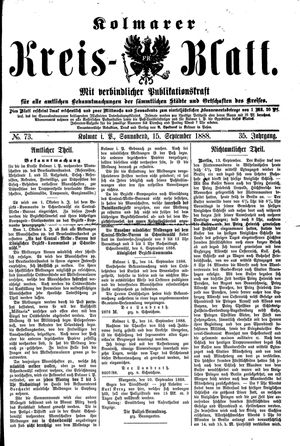 Kolmarer Kreisblatt vom 15.09.1888