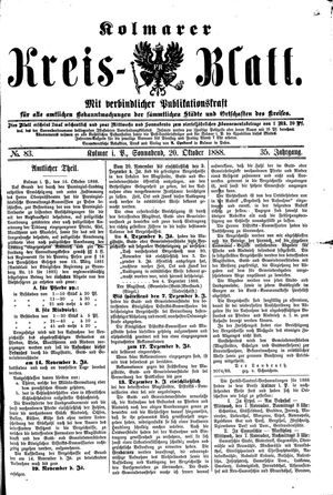 Kolmarer Kreisblatt vom 20.10.1888