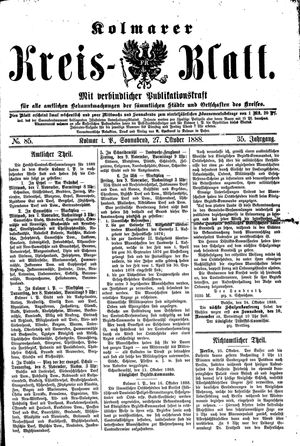 Kolmarer Kreisblatt vom 27.10.1888