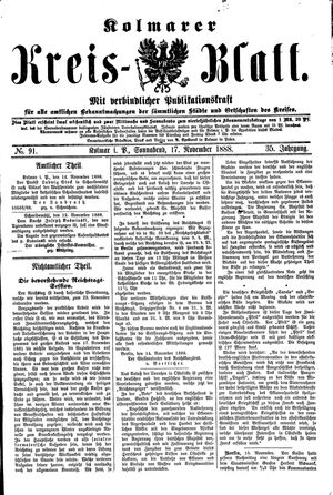 Kolmarer Kreisblatt vom 17.11.1888